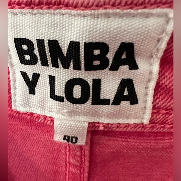 NWOT Bimba y Lola coral pink cropped high-rise wide-leg jeans - Picture 6 of 7